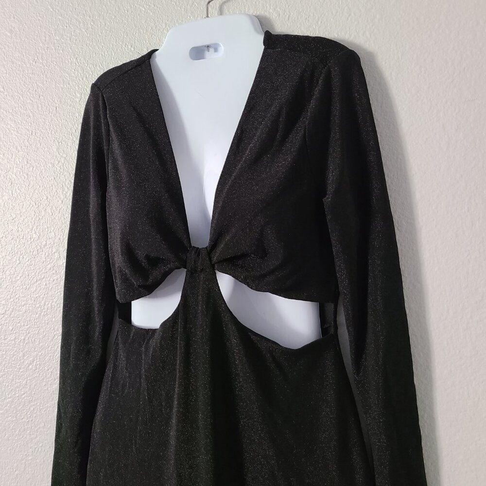 Wild Fable women's long sleeve black formal fitted v-neck dress size medium - Picture 3 of 11